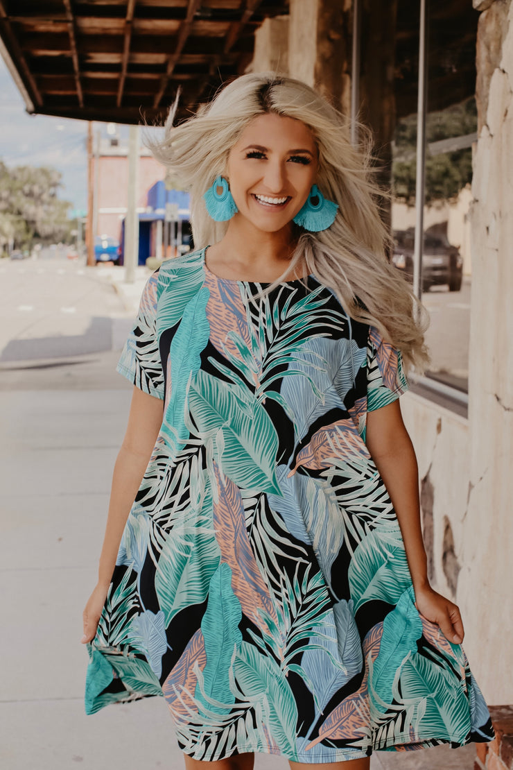 Curvy Tropical Print Tee Dress