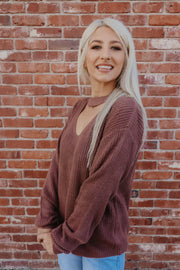 Mocha Chocalata Cut Out Sweater