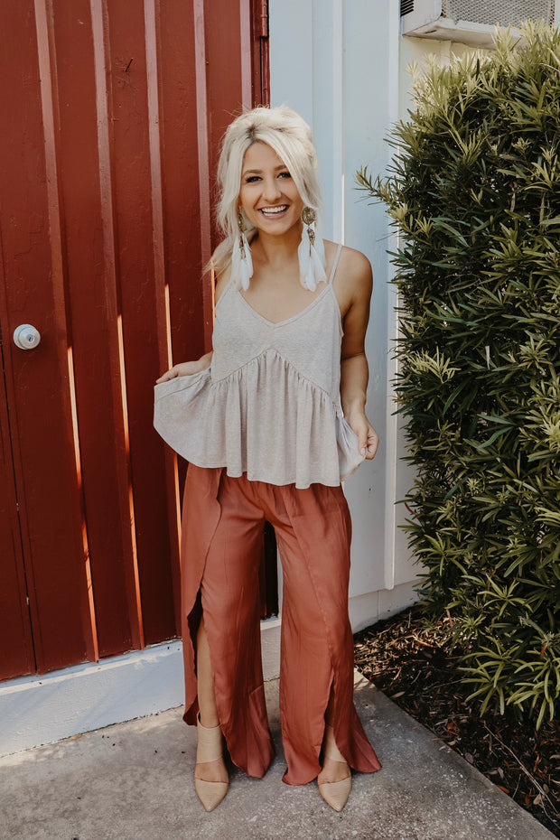 Tulip Hem Ginger Flare Pants