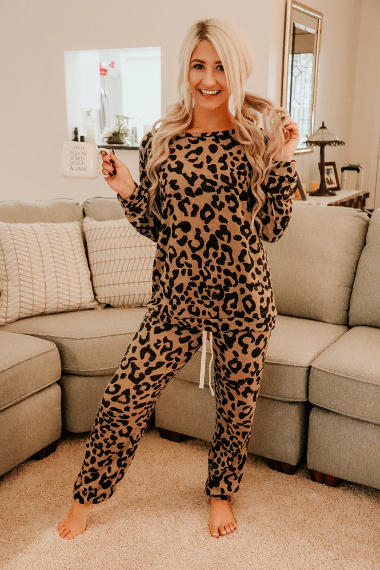 Two Piece Leopard Print Lounge Set