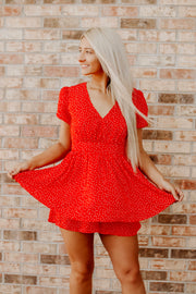 Polly Polka Dot Red Romper