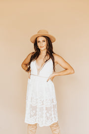 Bohemian Babe Overlay Laced Romper (Ivory)