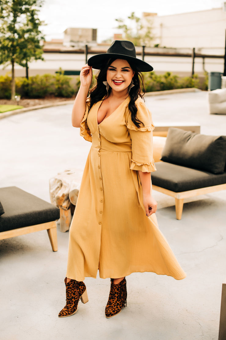 Stay True to Yourself Button Down Maxi Dress (Mustard)