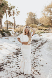 Bohemian Beach Babe Two-Piece Skirt Set (Cream)