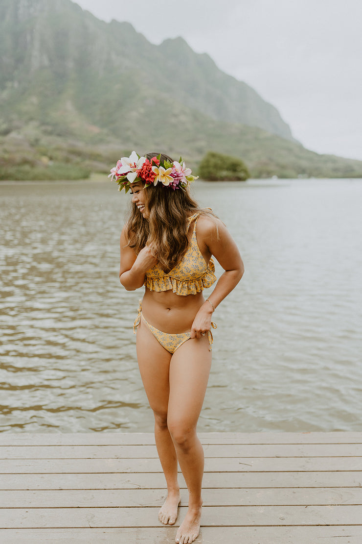 Mahalo Miss Daisy Strappy Bikini Bottoms (Yellow)