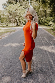 Shameless Side Knot Bodycon Dress (Rust)