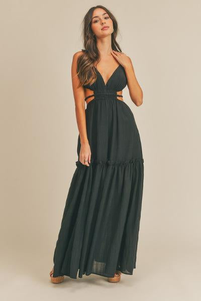 Hot Girl Summer Cut-out Maxi Dress (Black)