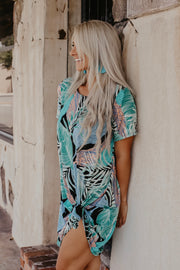 Curvy Tropical Print Tee Dress