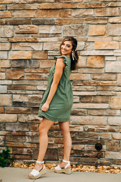 Olive You Spring Ruffle Crochet Dress