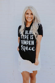 My Blood Type is Pumpkin Spice Graphic T-Shirt (Black)