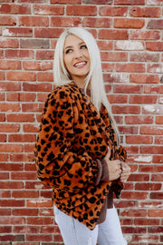 Faux Fur Leopard Print Jacket