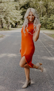 Shameless Side Knot Bodycon Dress (Rust)