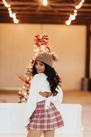 The Cold Never Bothered Me Anyway Plaid Pleated Skort