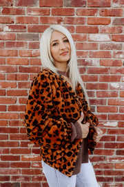 Faux Fur Leopard Print Jacket