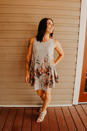 Heather Grey Floral Swing Dress