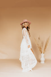 Layered with Lace Boho Bridal Dress (White)