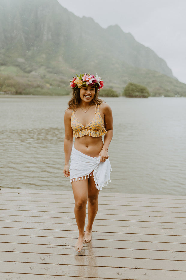 Boho Beach Babe Cover-Up Tassel Skirt (White)