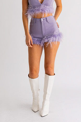 Leave Em’ In The Dust Fur Trim Cami Set (Lavender)