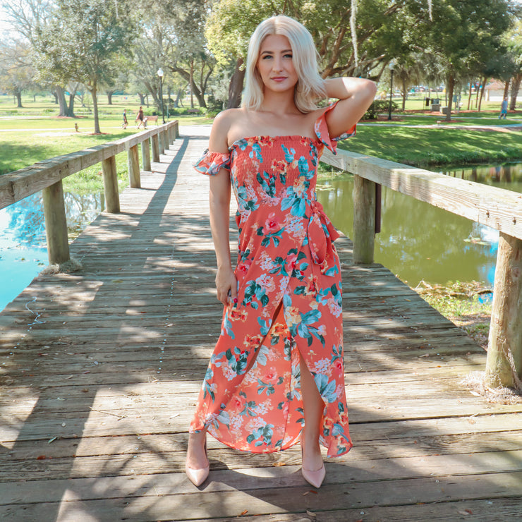 Feeling Peachy Floral Maxi Dress