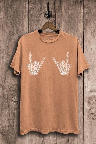 Rock and Roll Skeleton Graphic Tee (Rust)