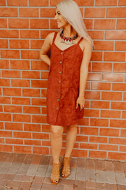 Classic Suede Button Down Midi Dress (Burgundy)