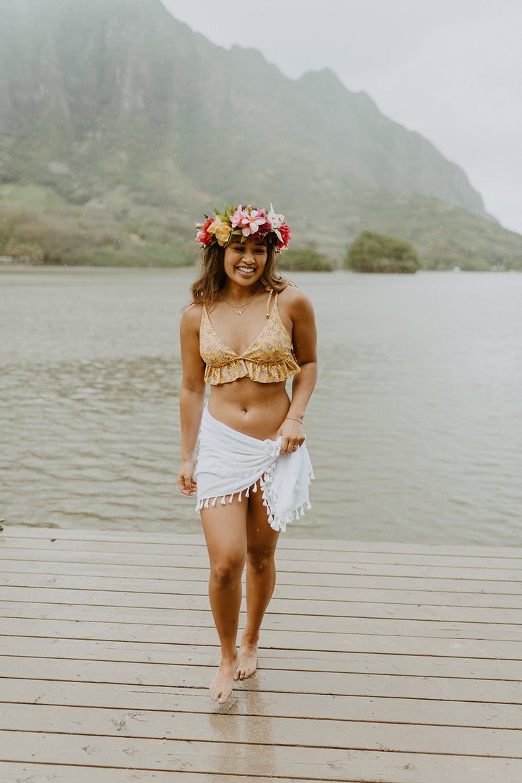 Mahalo Miss Daisy Ruffle Bikini Top (Yellow)