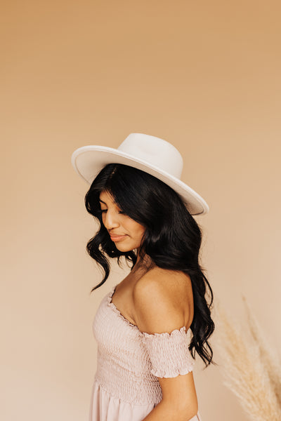 Boho Babe Wide Brim Felt Hat (Ivory)