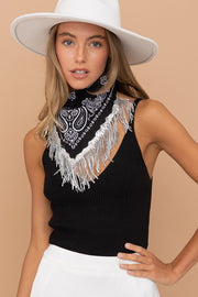 Space Cowgirl Sequin Fringe Bandanna (Black)