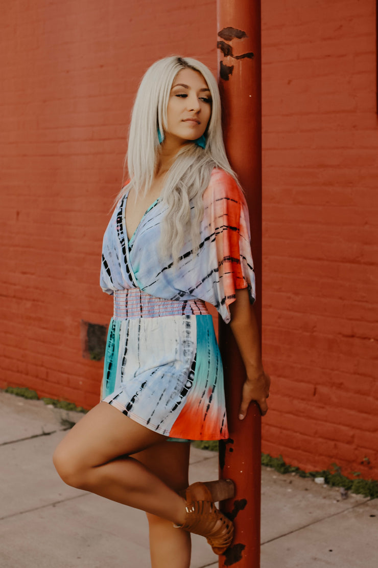 Daisy Deep V Tie Dye Romper