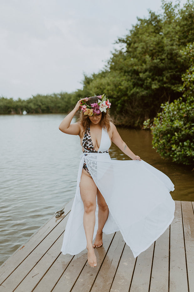 She’s a Wild One Leopard Wrap Bikini (White)