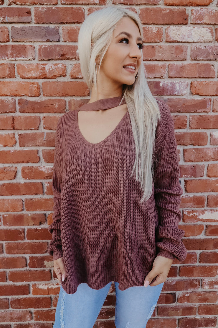 Mocha Chocalata Cut Out Sweater