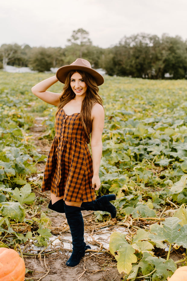 Plaid Button Down Baby Doll Dress