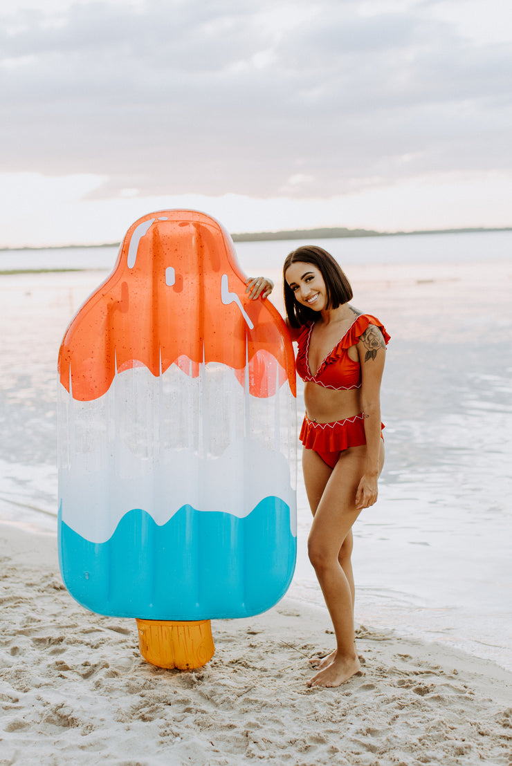 Lady in Red Ruffle Bikini Top