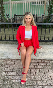 Boss Babe Blazer Jacket and Short Set (Red)