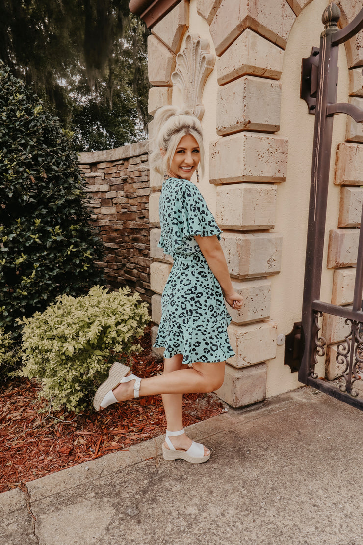 Mint To Be Leopard Wrap Dress