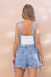 Golly Miss Dolly Fringe Denim Overalls (Denim)