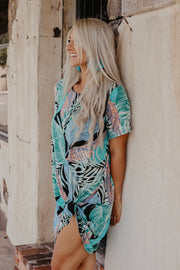 Curvy Tropical Print Tee Dress