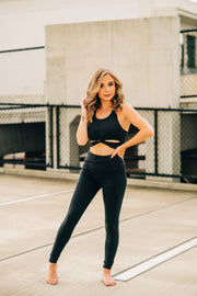 Stay Classy Twist Ribbed Leggings (Black)