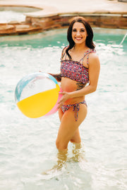 Spring Floral Smocked Bikini Top (Multi-Color)