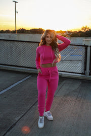 Happy Hour Hoodie Jogger Set (Pink)