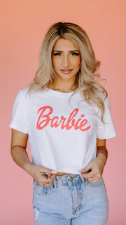 Barbie Graphic Crop Tee (White)