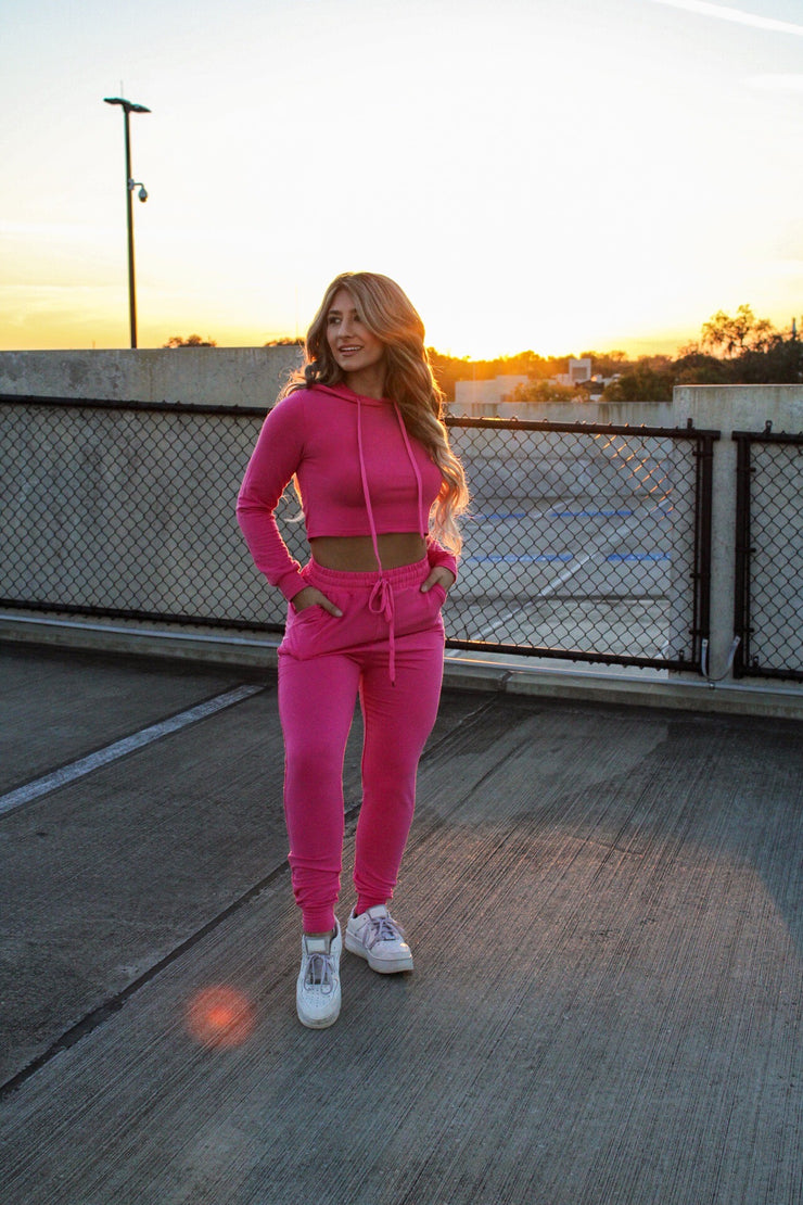 Happy Hour Hoodie Jogger Set (Pink)