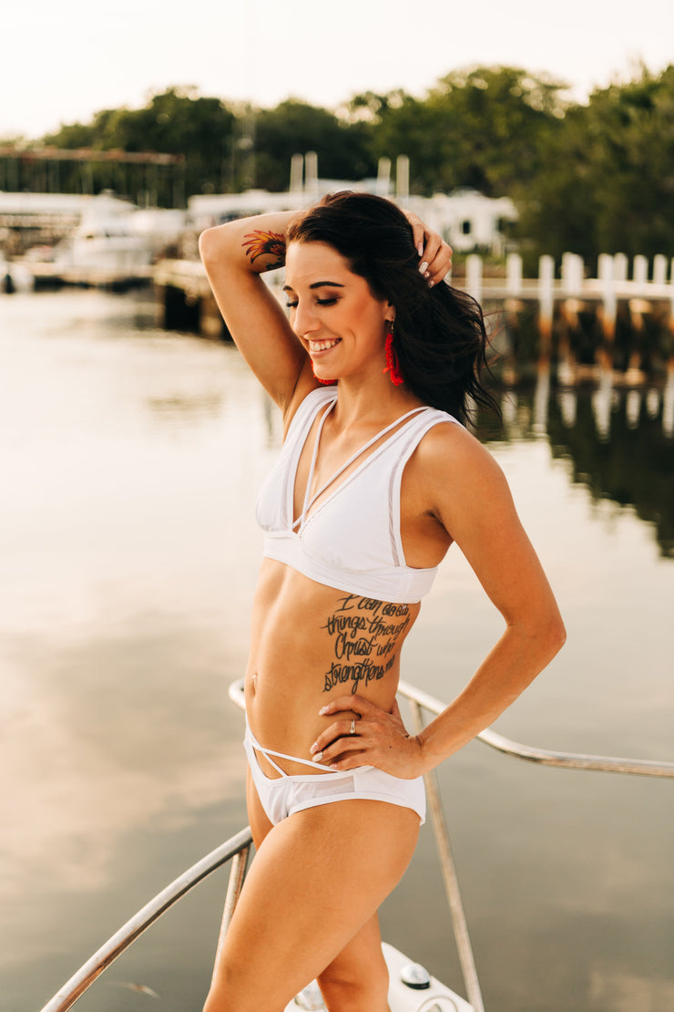 Brave Babe Strappy Bikini Top (White)