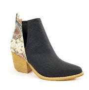 Sassy Snakeskin Ankle Booties (Black)