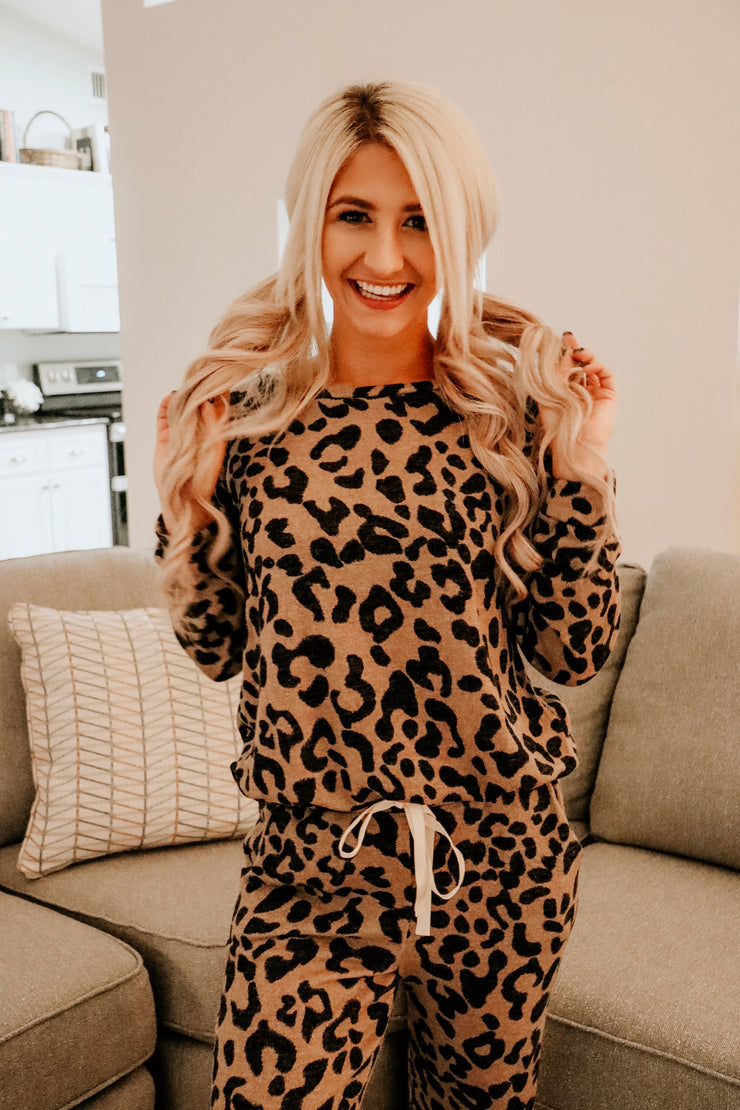 Two Piece Leopard Print Lounge Set