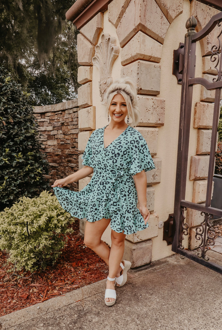 Mint To Be Leopard Wrap Dress