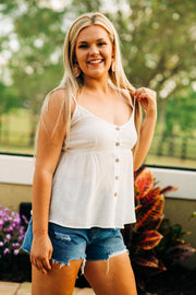 Spring Babe Button Down Cami Tank Top (Ivory)