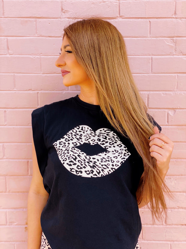 I've Been Spotted Leopard Kiss Muscle Tee