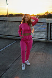 Happy Hour Hoodie Jogger Set (Pink)