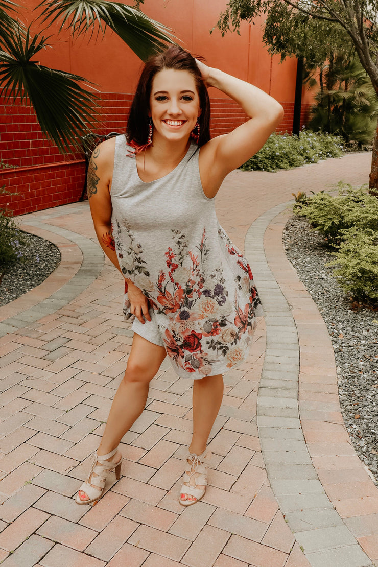 Heather Grey Floral Swing Dress